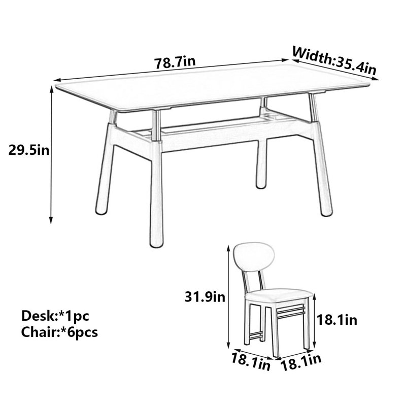 Modern  Dining Table with Storage, 29.5" H x 78.7" W x 35.4" D