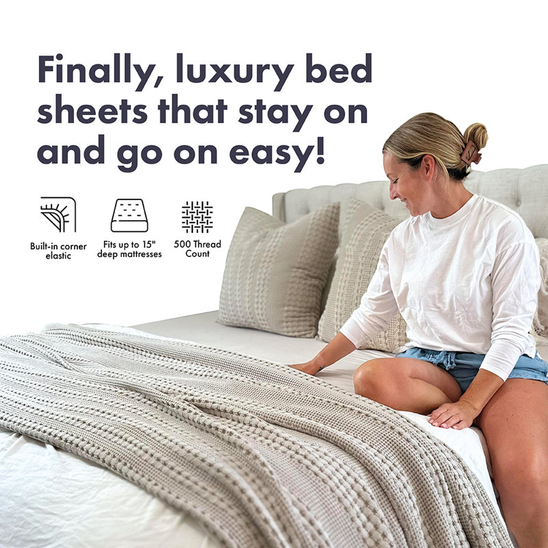 Luxe & Lazy Sheet Set, White, King Sheet Set