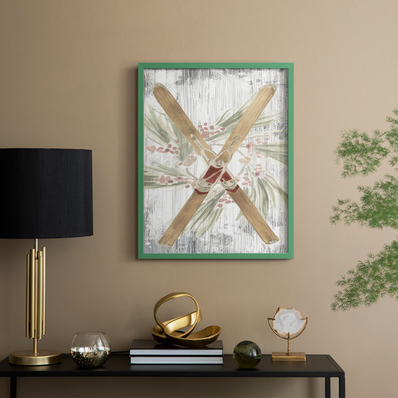 Pinecone Lodge Collection B, reproduction encadrée - bois massif, H 30 po x l 24 po, Vert