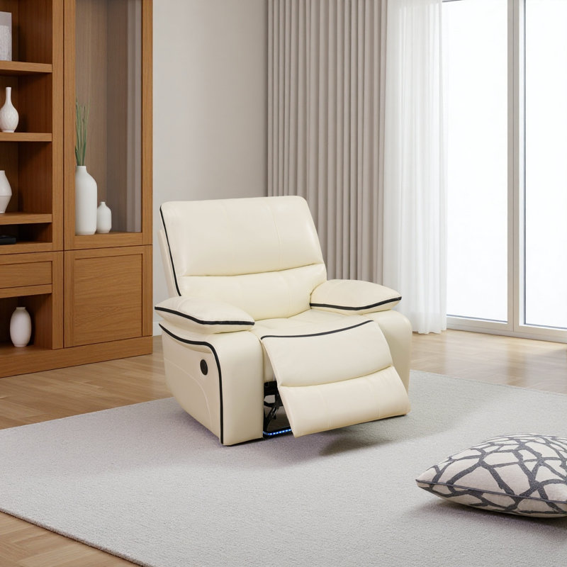 Fauteuil inclinable électrique 39 po en cuir respirant avec lumière DEL et port USB