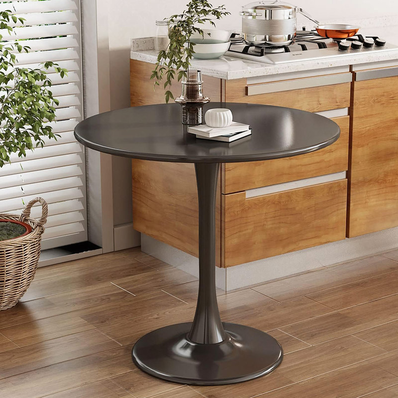Gedin Round Living Room Dining Table, Black, 29.1" H x 23.6" Lx 23.6" W, Black