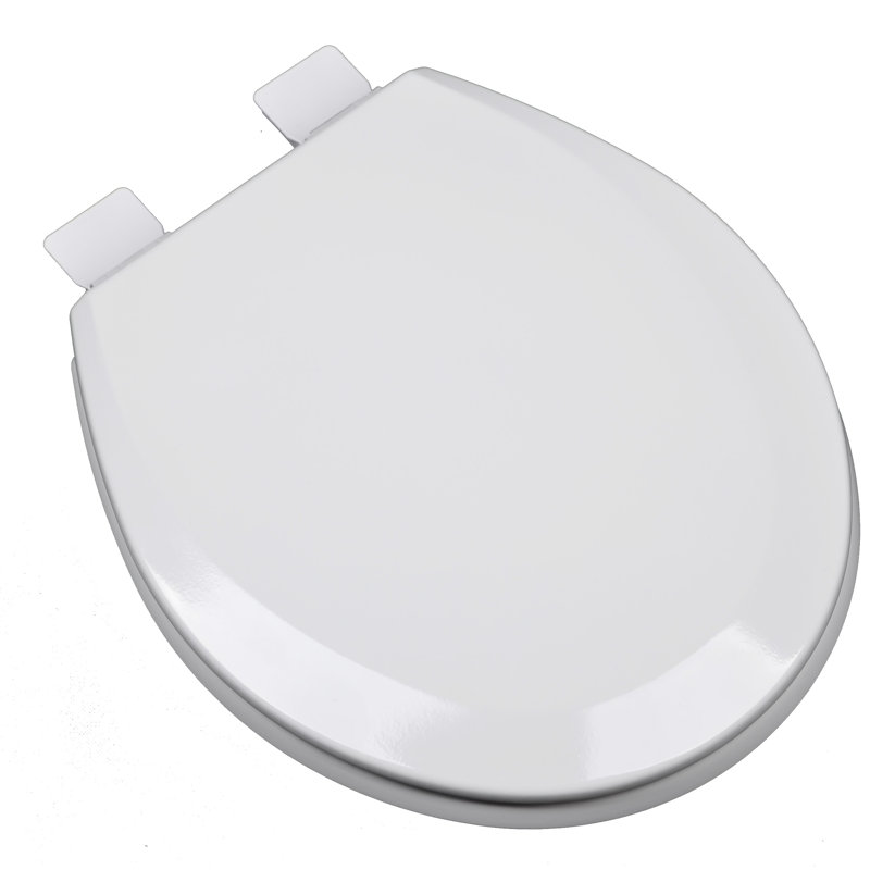 Siège de toilette rond en bois moulé, Blanc