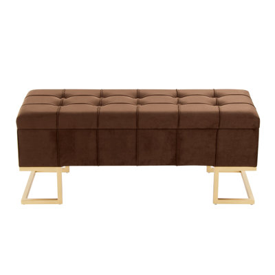 Storage Bench In Steel And Velvet
