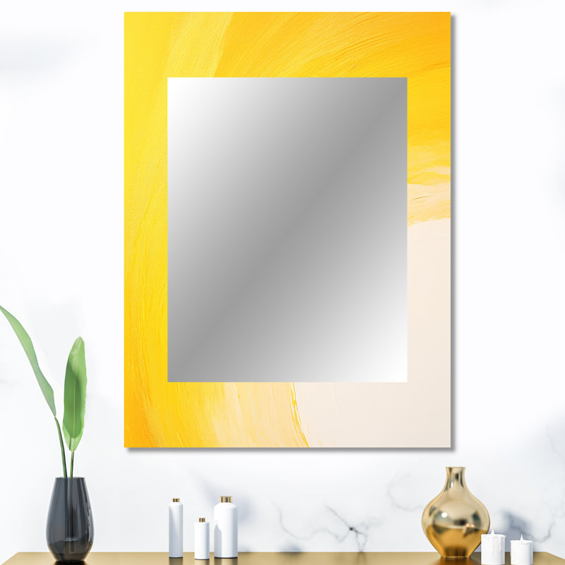 Yellow Chroma Curve - miroir décoratif arc-en-ciel, miroir mural traditionnel, impression d'art en métal, 40 po x 30 po