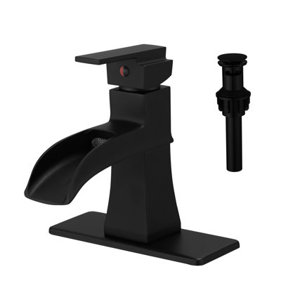 Robinet de salle de bain pour salle de bain - Noir avec conduites d'alimentation, monté sur le comptoir, une poignée, finition mate, bonde escamotable, lavabo à poignée latérale noir, monté