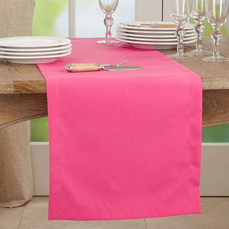 Parsonsfield Machine-Washable Polyester Table Runner, 120'' x 16'', Fuchsia