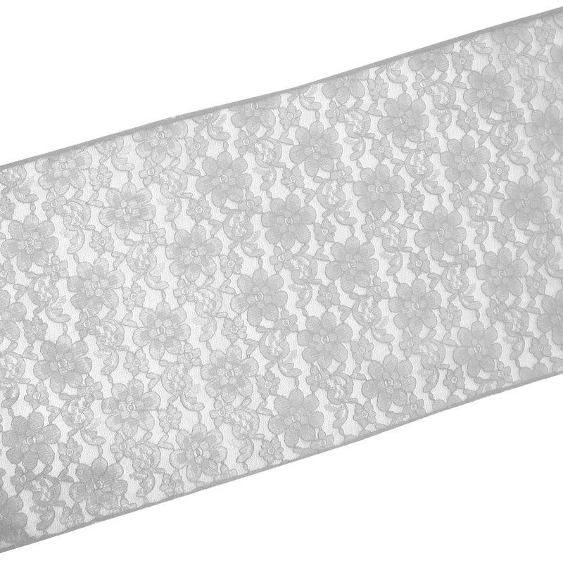 Bagdonas Floral Lace Table Runner, Silver, 12" W x 72" L