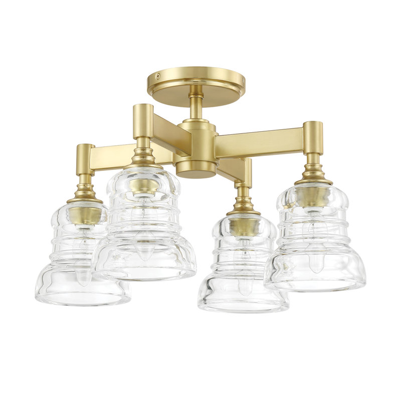 Kiaan 4 Light Aged Brass Semi Flush Mount, Gold
