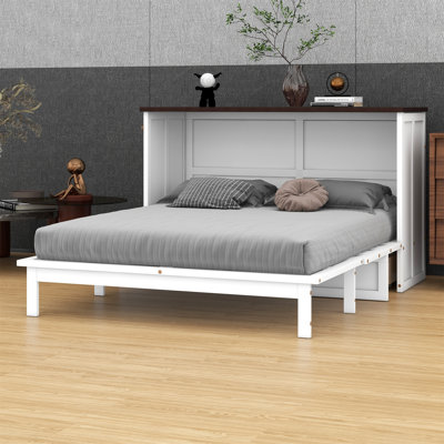 Solid Pine Murphy Bed Chest With Charging Station And Large Storage Drawer, Perfect For Small Spaces