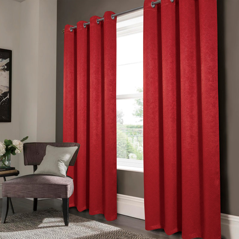 Wilsall Embossed Room Darkening Window Curtain Panel, 52" W x 84" L, Red