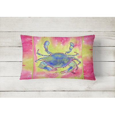 Crab Pink/Green Indoor/Outdoor Throw Pillow