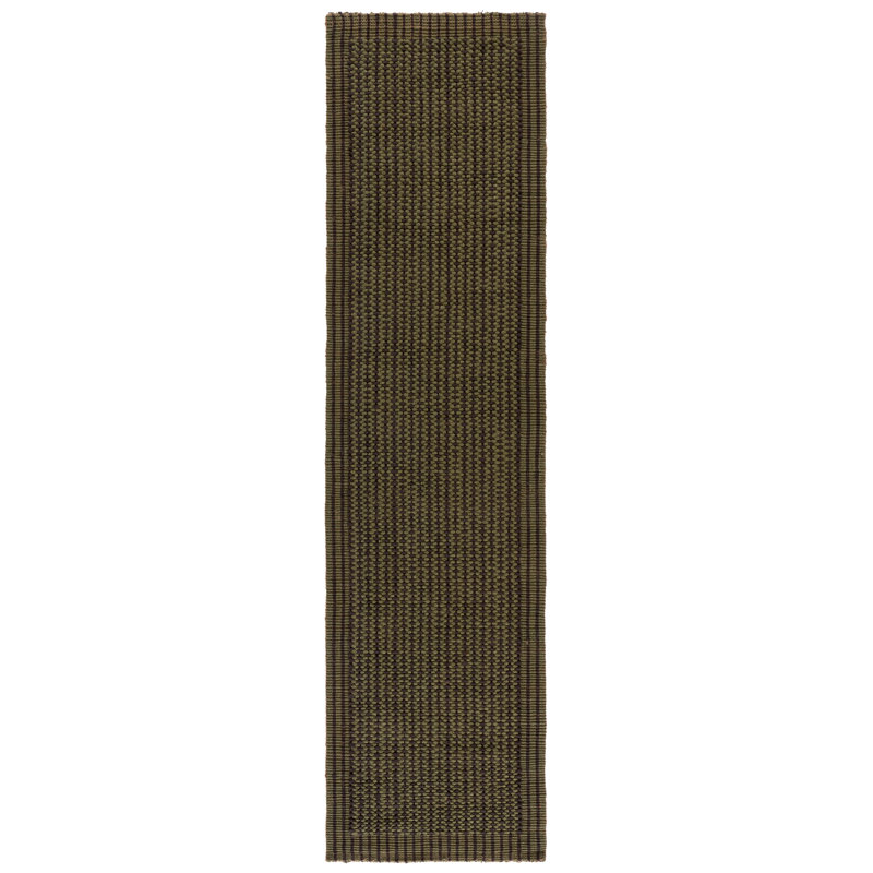 Auckland Chevron Handmade Flatweave Charcoal/Green Area Rug, Runner 2'3" x 8', Charcoal/Green
