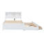 Lit plateforme double avec lit gigogne, tiroirs et prises USB, blanc