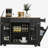 With trash bin storage cabinet, power outlets, internal storage shelves, 5-wheel mobile kitchen island, 3 drawers, 3 open shelves for 10-gallon trash can, black-1873634383