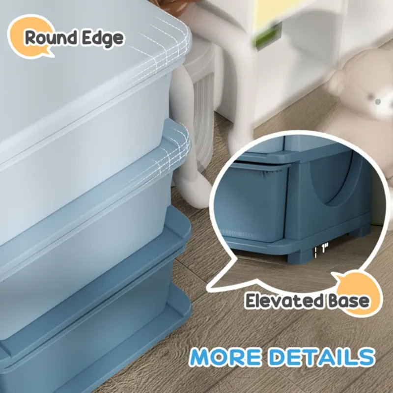 Commode de rangement 29,5 po à 3 niveaux avec 9 tiroirs, bleu