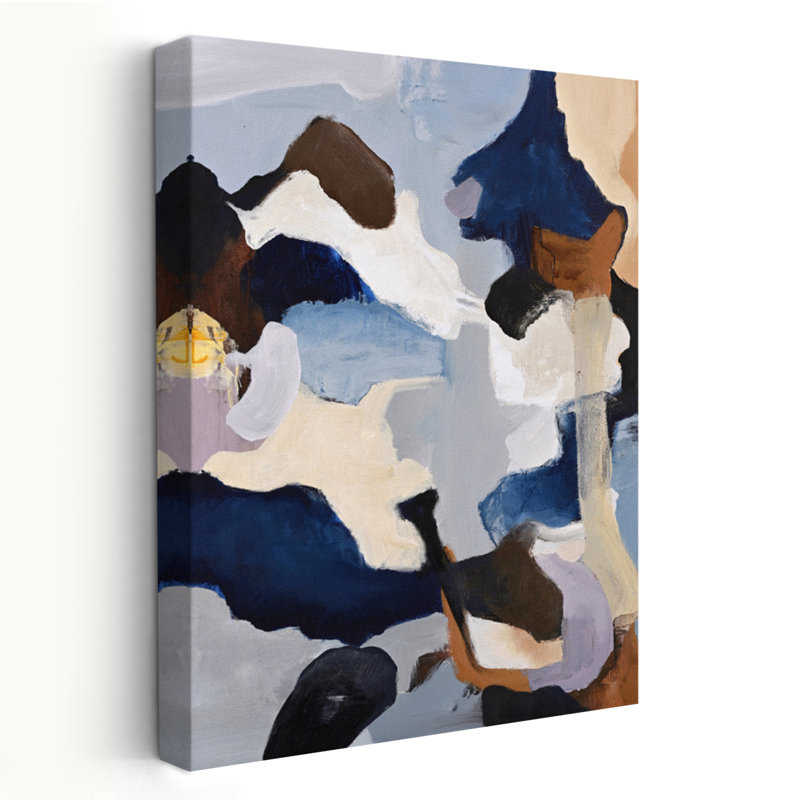 Tons froids - Art abstrait bleu gris, bleu marine et indigo, H 24 po x l 16 po