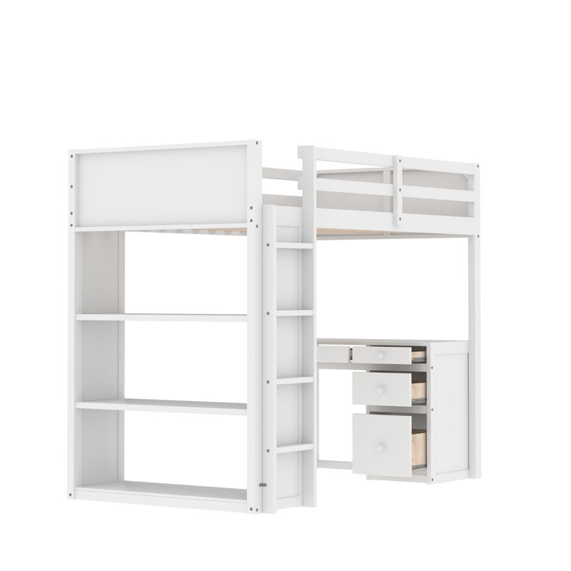 Lit mezzanine simple pour enfants Michale, Blanc