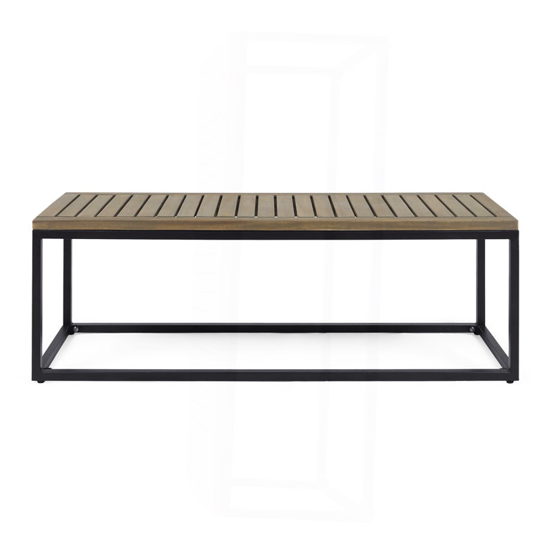 Banc industriel en bois et métal, Gris + noir