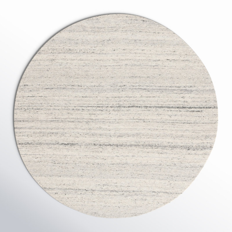 Lanny Striped Hand Woven Flatweave Wool/Cotton Area Rug in Gray, Round 6'