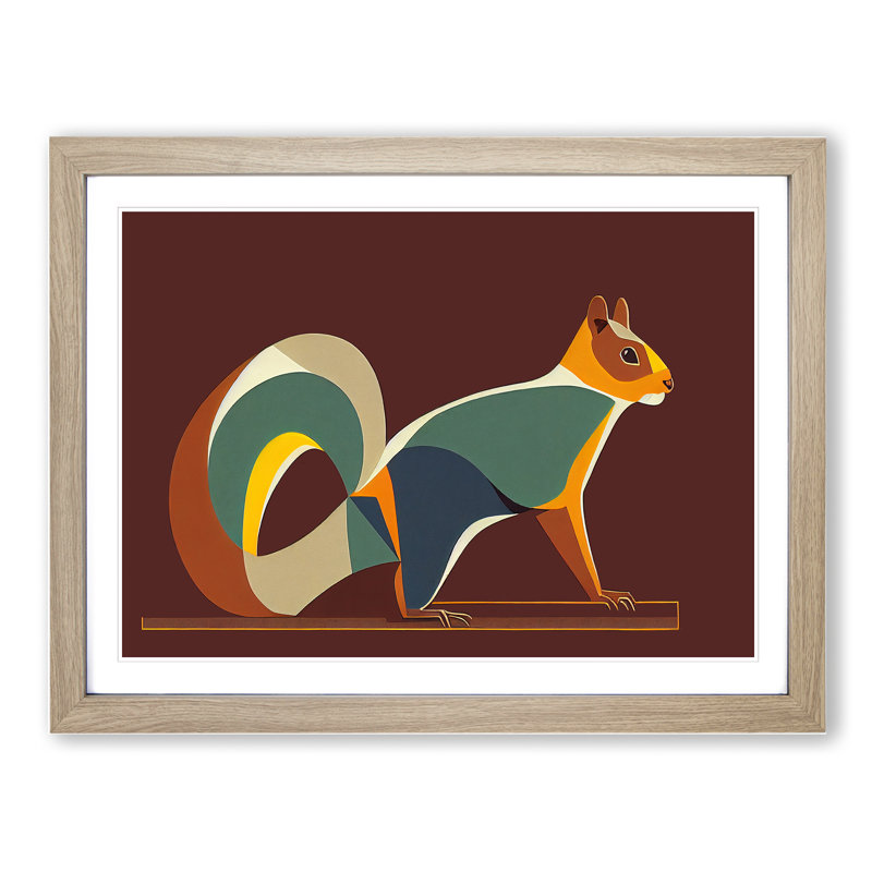Squirrel in Abstract - Framed Print, Oak