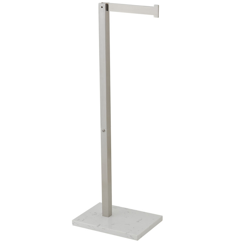 Brushed Nickel Freestanding Toilet Paper Holder with Marble Base