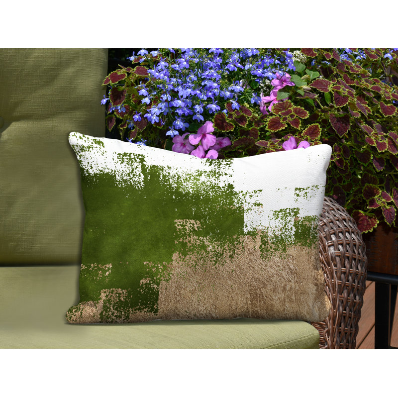 Coussin décoratif intérieur / extérieur Wes, Chertreuse / or / blanc