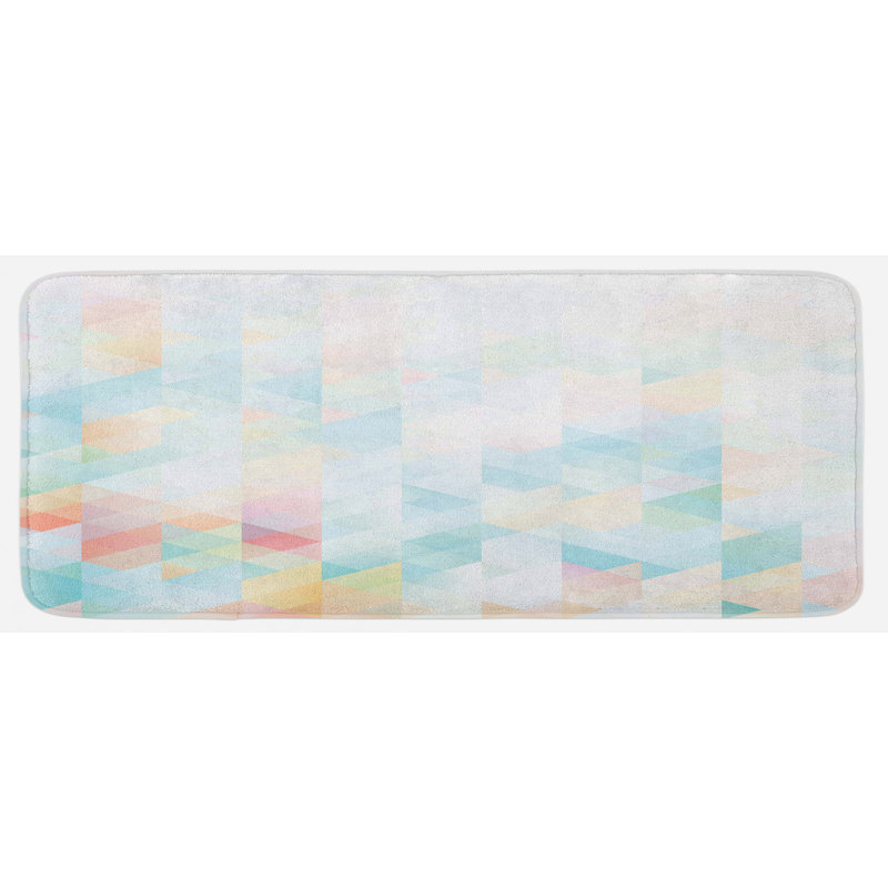 Tapis de cuisine multicolore à forme géométrique triangulaire avec forme de mosaïque fractale