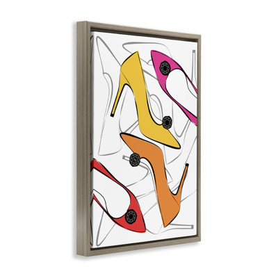 Toile flottante encadrée «Bright Happy Heels» par Martina Pavlova
