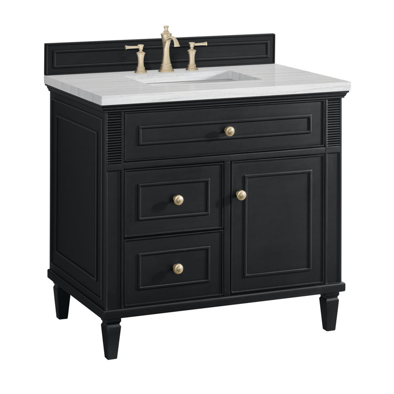 Lorelai 36'' W Single Vanity, Charcoal Soapstone, Black Onyx, 8" Widespread