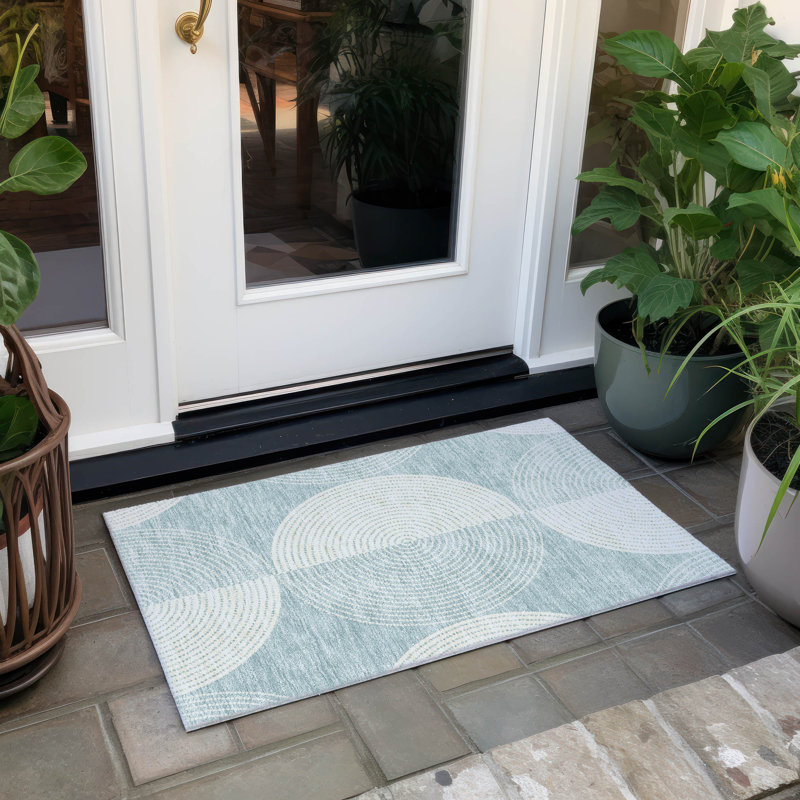 Machine Washable Indoor/Outdoor Howle ACN2275 Geometric Rug, Rectangle 1 pi 8 po x 2 pi 6 po