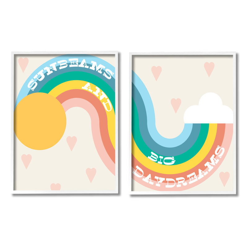 «Rainbow Cloud Daydream Quote Heart Patten Design» par Daphne Polselli - ensemble de 2 impressions