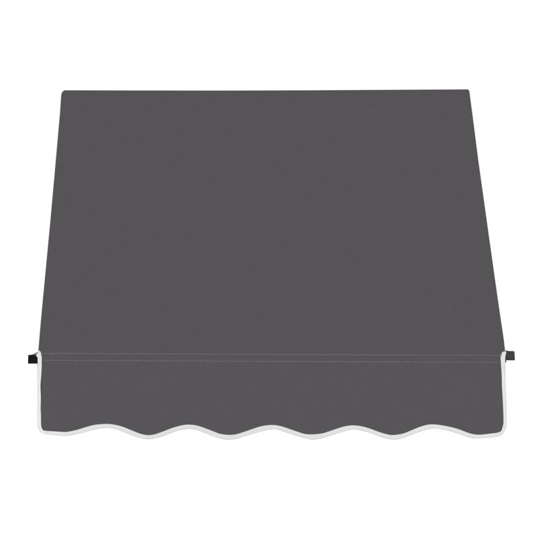 Awntech Santa Fe Acrylic Fabric Fixed Awning with Iron Rope Arms, 31" H x 40.5" W x 24" D, Gunmetal