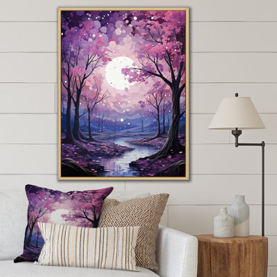 «Oak Trees In Amethyst Hues River», reproduction d'art sur toile
