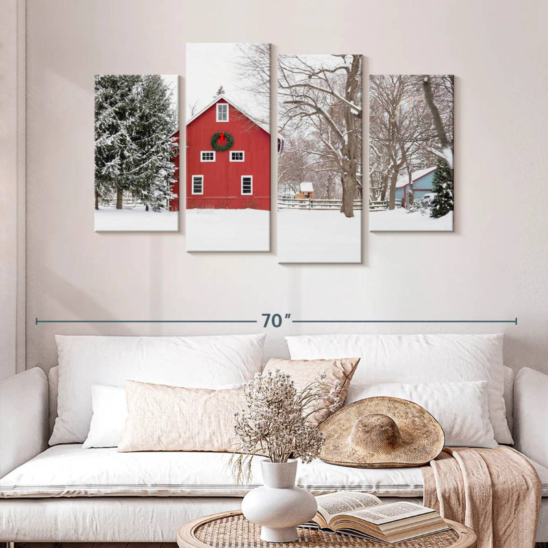 Winter Farmhouse, H 32 po x l 52 po