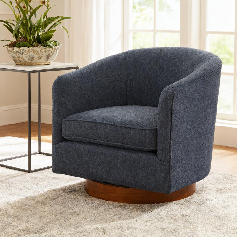 Chaise pivotante en tissu bleu Miramar, Marine