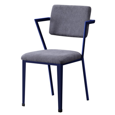 Chaise de bureau moderne gris et bleu avec dossier respirant et structure en métal stable pour une utilisation à long terme