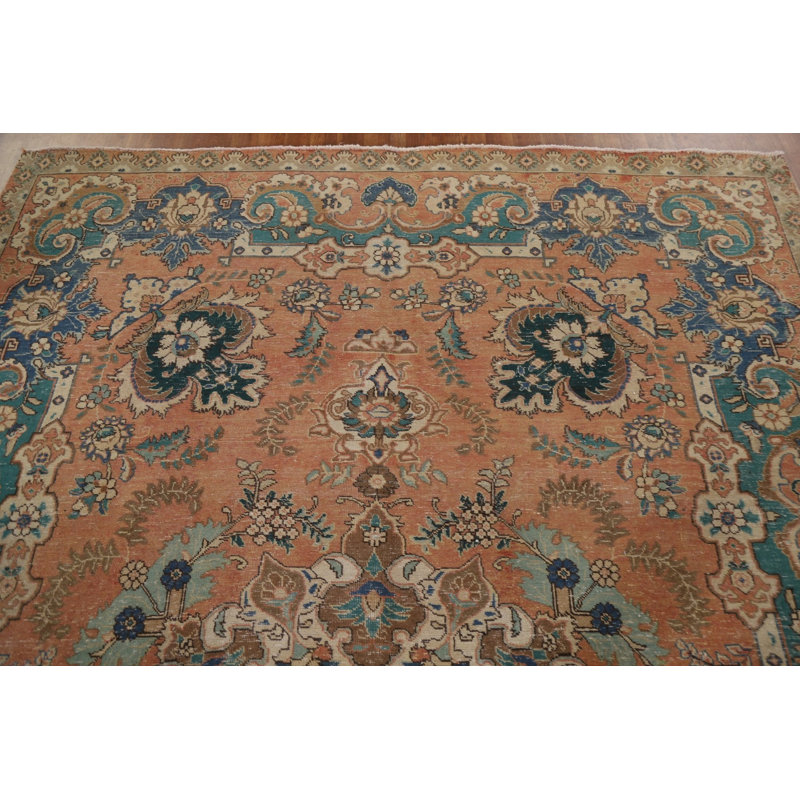 Tapis persan rétro Tabriz noué à la main 8 x 11