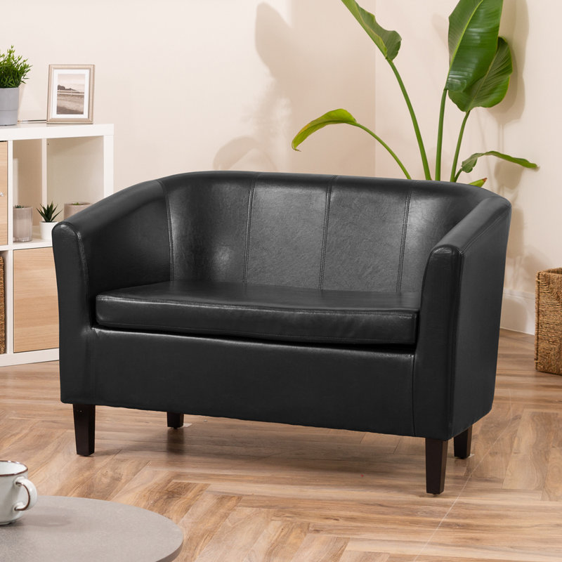 Laci-Mai 2 Seater Faux Leather Sofa, Black