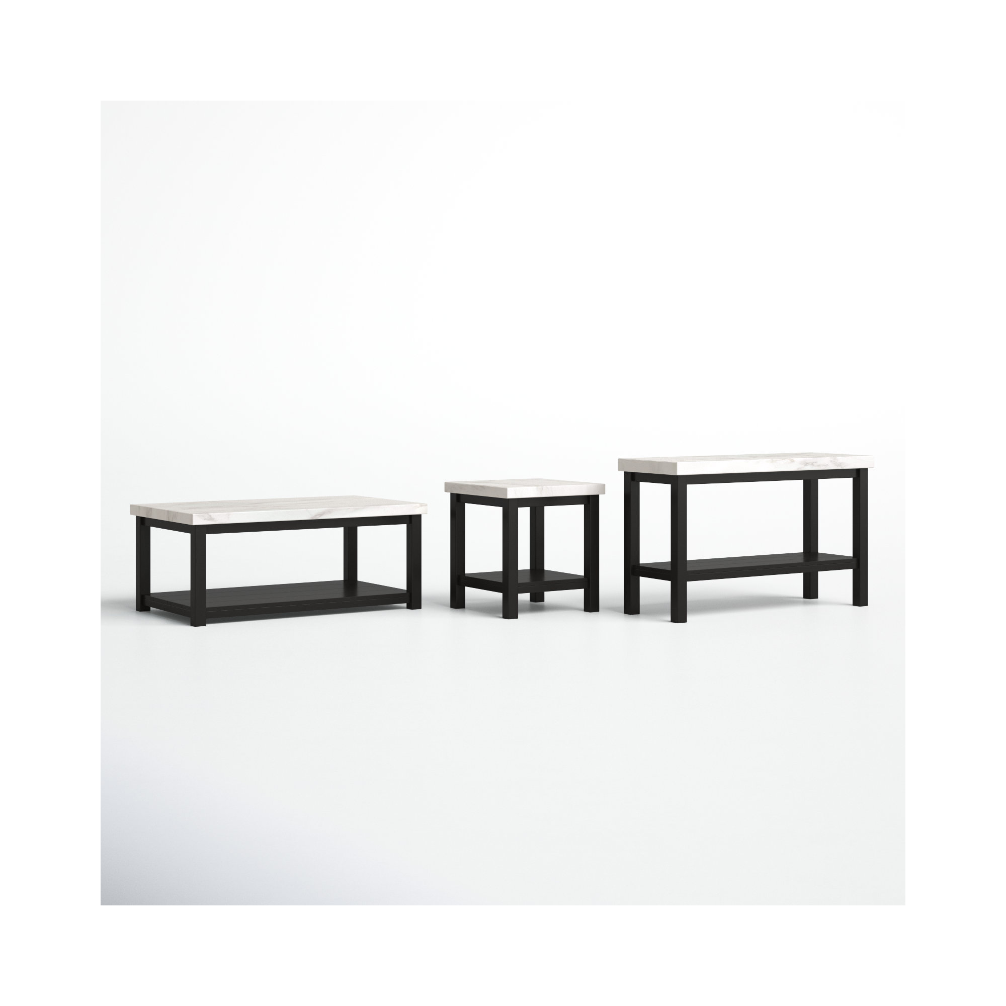 Benniton 3 - Piece Marble Top Living Room Table Set