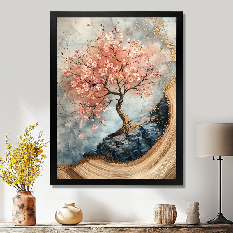 Mobin - art mural floral, Noir, H 20 po x l 12 po, Reproduction encadrée d'une seule photo