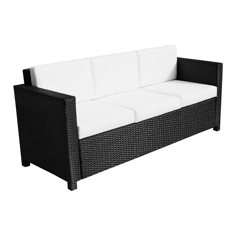 Cybele 185cm Wide Straight Metal Patio Sofa with Cushions, Black