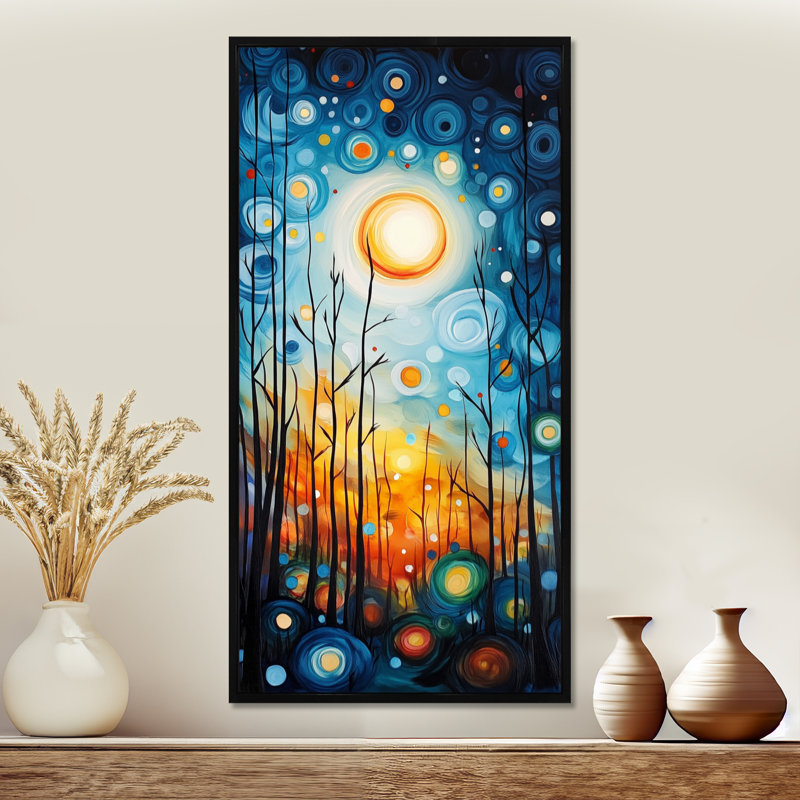 «Blue Yellow Bronwen II - Blue Serene», reproduction d'art sur toile, 40" H x 20" W, Cadre flottant noir