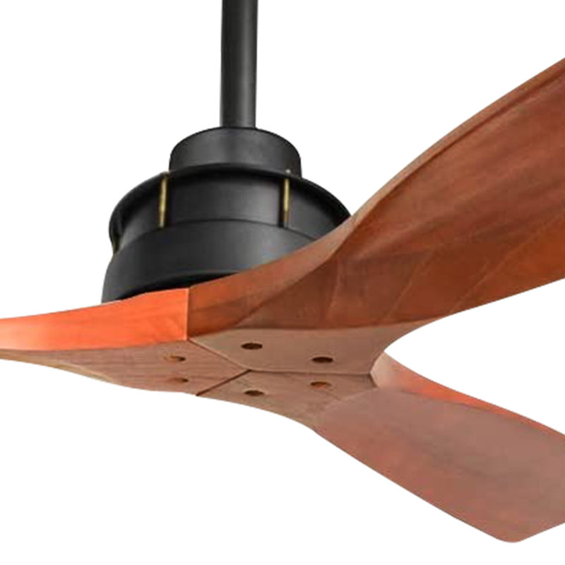 Ventilateur de plafond standard à 3 pales de 60 po avec télécommande Nicola, Finition noire / pales brun foncé