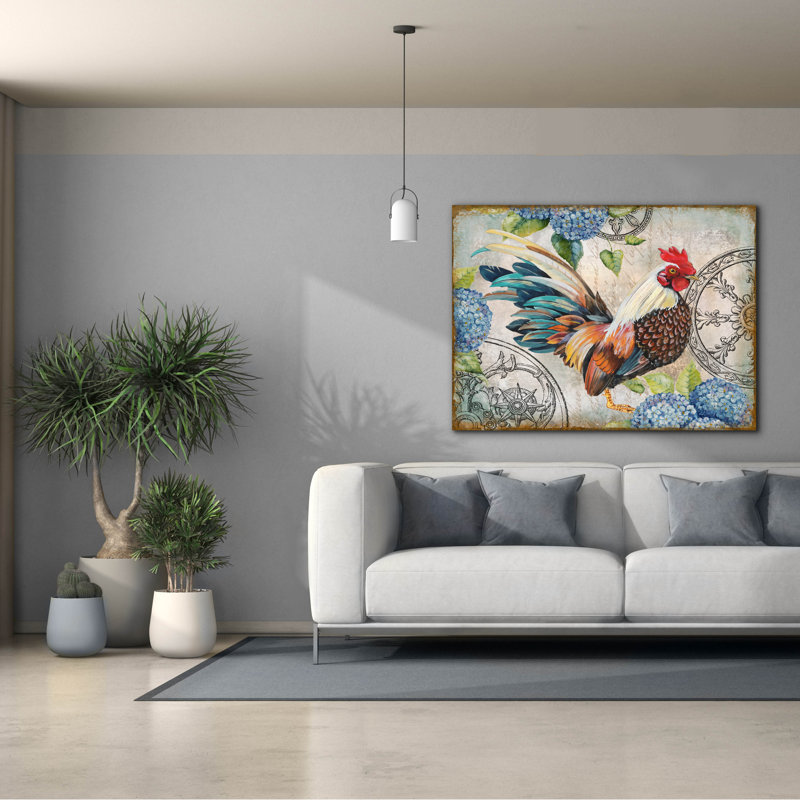 Art mural en toile Epic Graffiti «Ironwork Rooster C» par Jean Plout, 54 po x 40 po