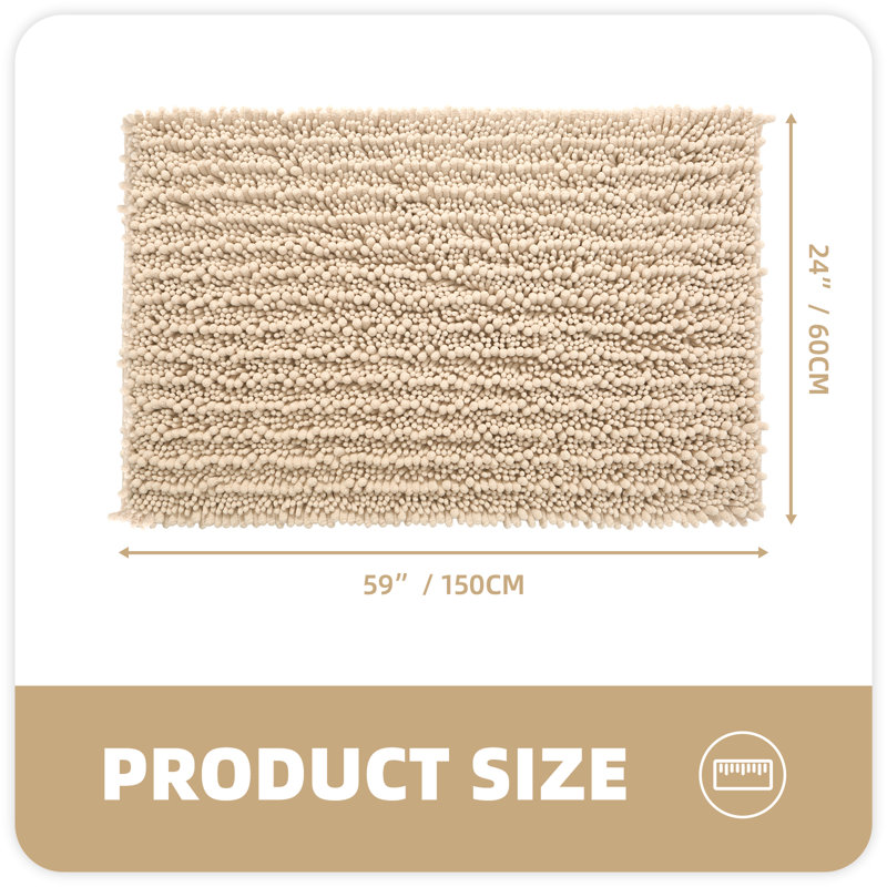 Tapis pour salle de bain Egista, Beige, L 59 po x l 24 po