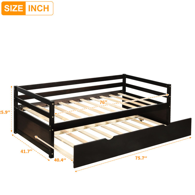Lit de jour simple avec lit gigogne escamotable - Fabrication en bois pour la chambre à coucher
