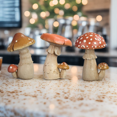 3-PC Set 4.25"H Mushroom Set Figurine
