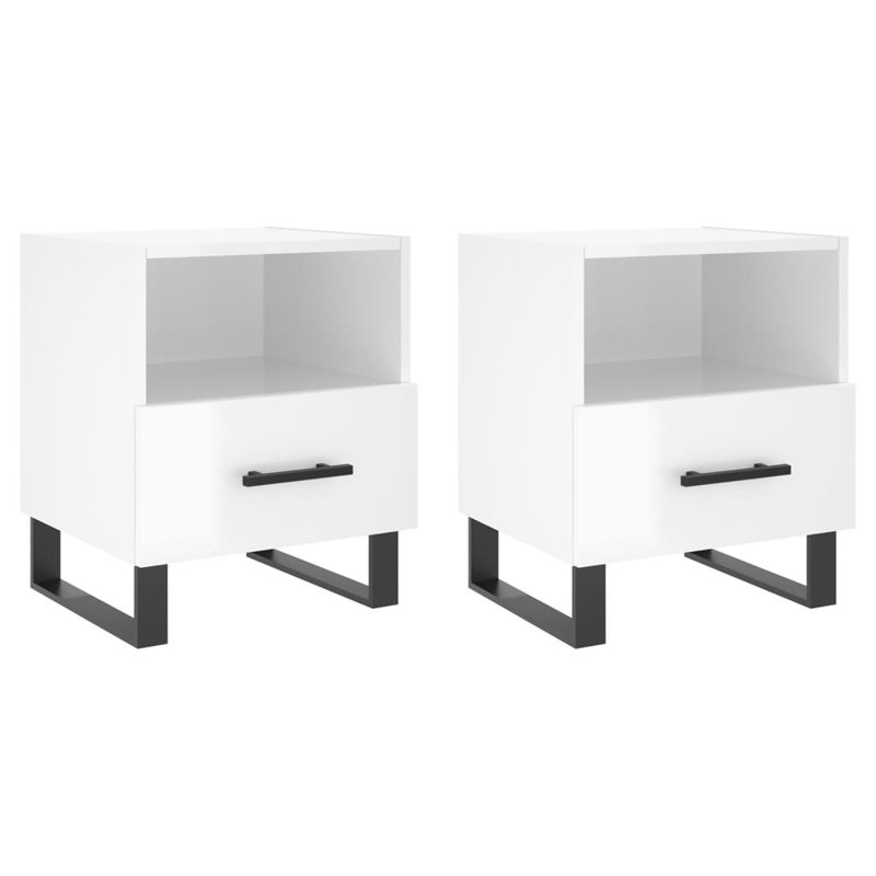 Aanyla 40cm W Iron Bedside Table, High Gloss White