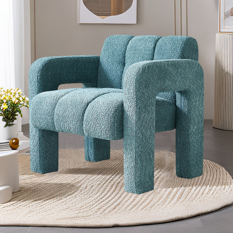 Practical Single Chair, Wide Upholstered Accent Chair, Polyester Green