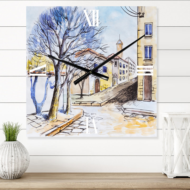 Maison blanche en été - Horloge murale traditionnelle, Petit